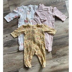 Carter's Floral & Hearts Sleepers Footies Pajamas  2-Way Zipper 3M Lot of 3 NWOT